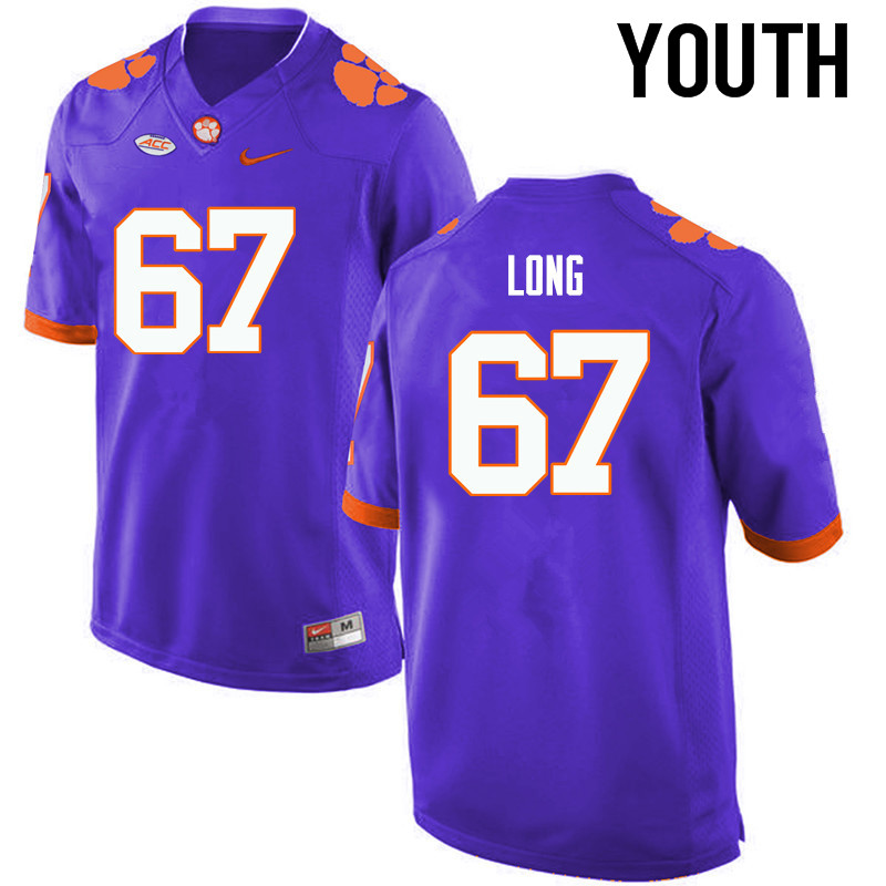 Youth Clemson Tigers #67 Stacy Long College Football Jerseys-Purple